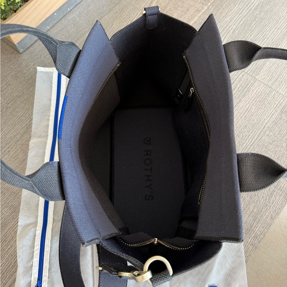 Rothy’s ‘The Handbag’ Classic Structured Purse Navy Black - Premium Designer - Picture 3 of 7